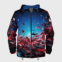 Ветровка с капюшоном мужская Осколки плит в движении, цвет: 3D-черный