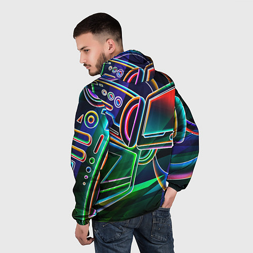 Мужская ветровка Неоновая психоделика геймер / 3D-Белый – фото 4