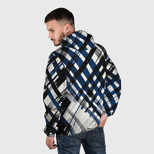 Мужская ветровка Косая клетка бело-синяя / 3D-Белый – фото 4