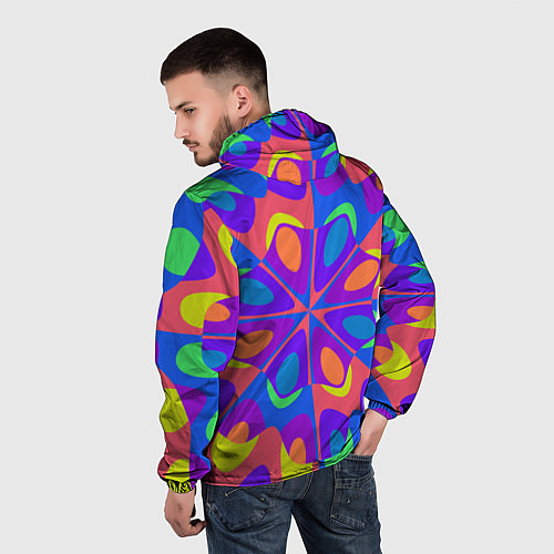 Мужская ветровка Оптический узор красочная мозаика / 3D-Белый – фото 4