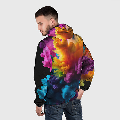 Мужская ветровка Взрыв разноцветных облаков / 3D-Белый – фото 4