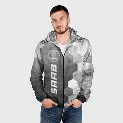 Ветровка с капюшоном мужская Saab - grey gradient по-вертикали, цвет: 3D-черный — фото 2
