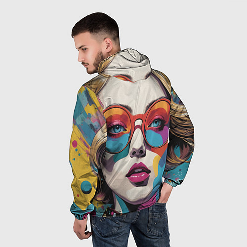 Мужская ветровка Девушка в солнечных очках поп-арт / 3D-Белый – фото 4