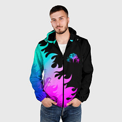 Ветровка с капюшоном мужская Король и Шут неоновый огонь, цвет: 3D-черный — фото 2