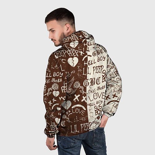 Мужская ветровка Lil peep retro pattern / 3D-Белый – фото 4