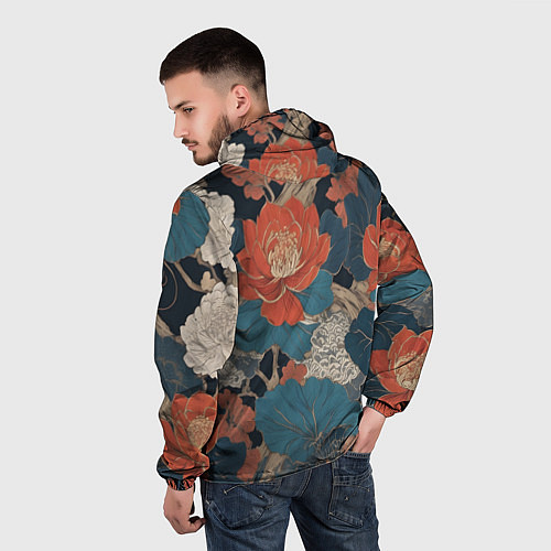 Мужская ветровка Цветы в стиле иредзуми / 3D-Белый – фото 4