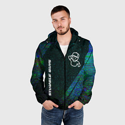 Ветровка с капюшоном мужская Stumble Guys glitch blue, цвет: 3D-черный — фото 2