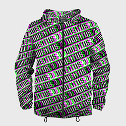 Ветровка с капюшоном мужская Juventus glitch pattern, цвет: 3D-черный