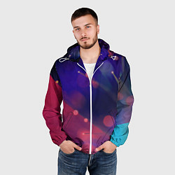 Ветровка с капюшоном мужская Абстракция - брызги, цвет: 3D-белый — фото 2