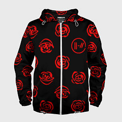 Ветровка с капюшоном мужская Twenty one pilots rose pattern, цвет: 3D-белый