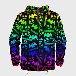 Ветровка с капюшоном мужская Marshmello neon steel pattern, цвет: 3D-черный