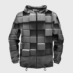 Ветровка с капюшоном мужская Текстура кубы, цвет: 3D-черный