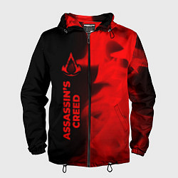 Ветровка с капюшоном мужская Assassins Creed - red gradient по-вертикали, цвет: 3D-черный