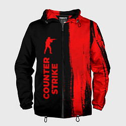 Ветровка с капюшоном мужская Counter Strike - red gradient по-вертикали, цвет: 3D-черный