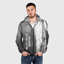 Ветровка с капюшоном мужская Bullet For My Valentine - grey gradient по-вертика, цвет: 3D-черный — фото 2