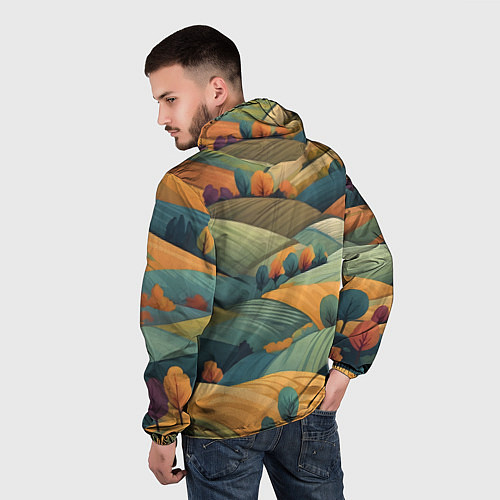 Мужская ветровка Луга поля / 3D-Белый – фото 4