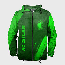 Ветровка с капюшоном мужская AC Milan - green gradient вертикально, цвет: 3D-черный