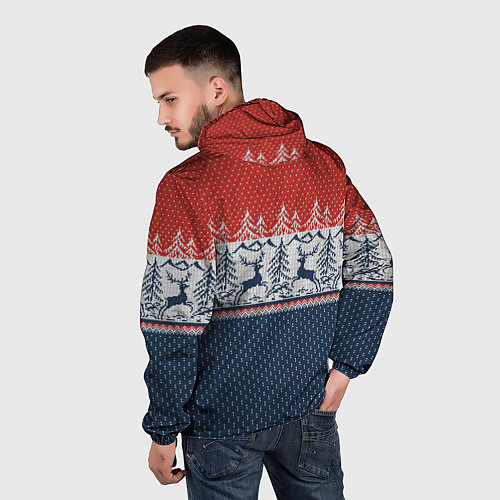 Мужская ветровка Новогодний вязаный узор / 3D-Белый – фото 4