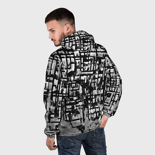 Мужская ветровка Бело-чёрная абстракция / 3D-Белый – фото 4