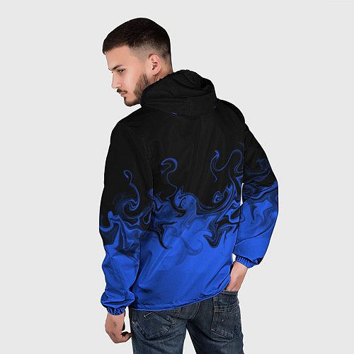 Мужская ветровка Абстрактный синий огонь / 3D-Черный – фото 4