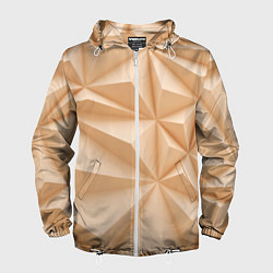 Ветровка с капюшоном мужская Бежевые полигональные фигуры, цвет: 3D-белый