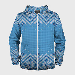 Ветровка с капюшоном мужская Вязаный скандинавский орнамент, цвет: 3D-белый