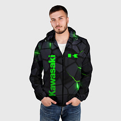Ветровка с капюшоном мужская Kawasaki - плиты с эффектом свечения, цвет: 3D-черный — фото 2