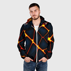 Ветровка с капюшоном мужская Каменный разлом с лавой, цвет: 3D-белый — фото 2