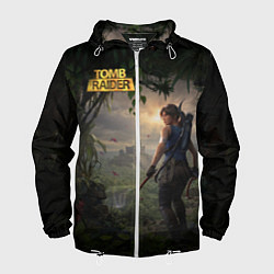 Ветровка с капюшоном мужская Lara Croft tomb raider, цвет: 3D-белый