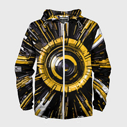 Ветровка с капюшоном мужская Чёрно-жёлтая сфера киберпанк, цвет: 3D-белый