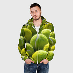 Ветровка с капюшоном мужская Теннисные мячи, цвет: 3D-белый — фото 2