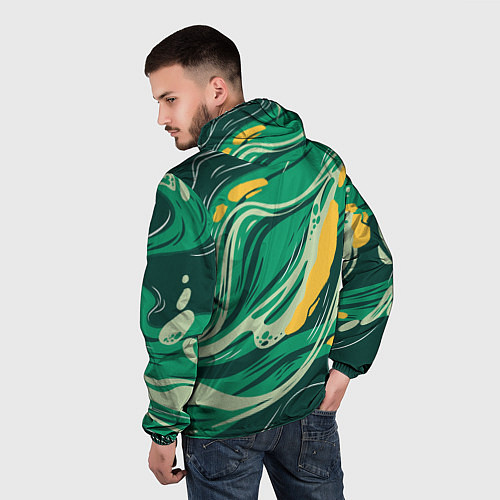 Мужская ветровка Абстрактные полосы в зелёных тонах / 3D-Белый – фото 4