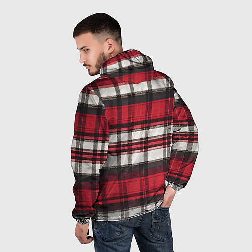 Мужская ветровка Красно-белая ткань в клетку / 3D-Белый – фото 4