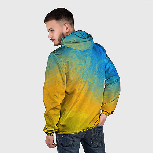 Мужская ветровка Желто голубой градиент / 3D-Белый – фото 4