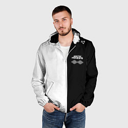 Ветровка с капюшоном мужская Arctic Monkeys - черное и белое, цвет: 3D-белый — фото 2