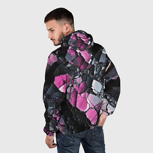 Мужская ветровка Чёрно-розовый камень / 3D-Белый – фото 4