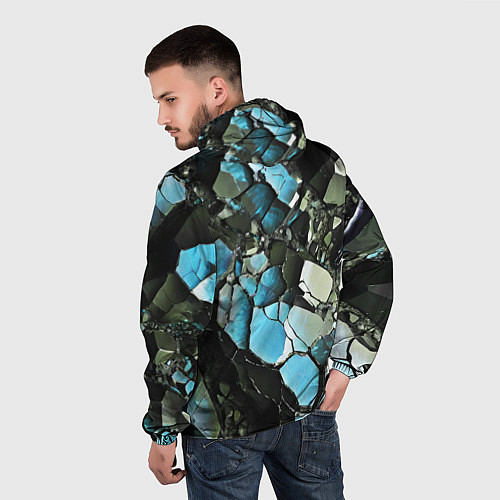 Мужская ветровка Чёрно-синий камень / 3D-Белый – фото 4