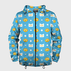 Ветровка с капюшоном мужская Время приключений паттерн, цвет: 3D-черный