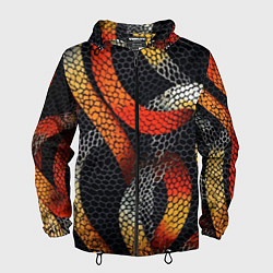 Ветровка с капюшоном мужская В змеях, цвет: 3D-черный