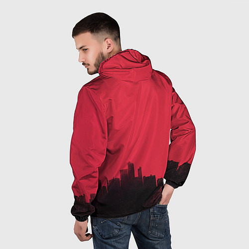 Мужская ветровка Godzilla destroys the city / 3D-Белый – фото 4