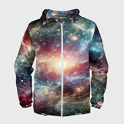 Ветровка с капюшоном мужская Космическая туманность, цвет: 3D-белый