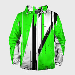 Мужская ветровка Black and white vertical stripes on a green backgr