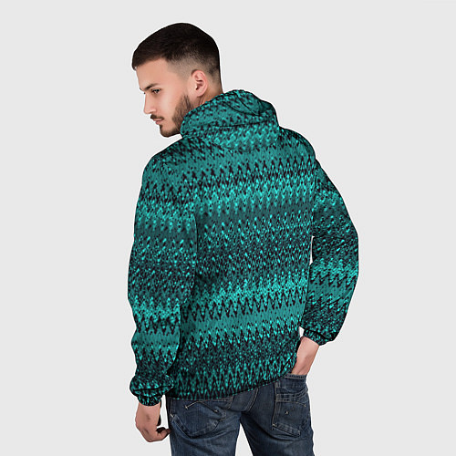 Мужская ветровка Бирюзовый узоры / 3D-Черный – фото 4