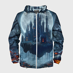 Мужская ветровка Замок Дракулы и неоновые грибы - нейроарт фантазия
