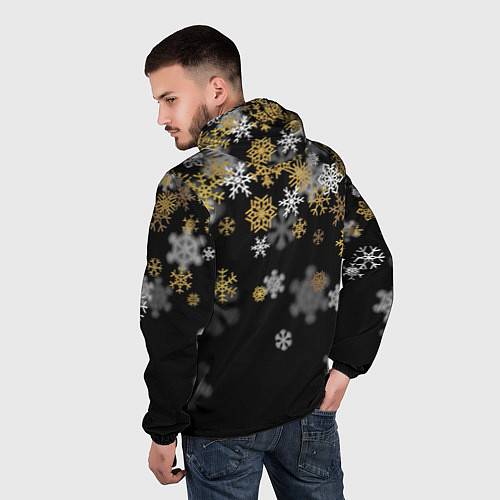 Мужская ветровка Снежинки объемные золотистые / 3D-Белый – фото 4