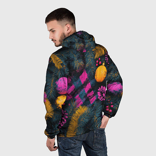 Мужская ветровка Новый год - фиолетовая краска / 3D-Белый – фото 4