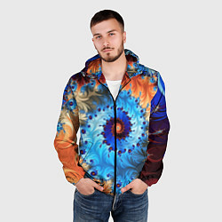 Ветровка с капюшоном мужская Оптические узоры текстура, цвет: 3D-черный — фото 2