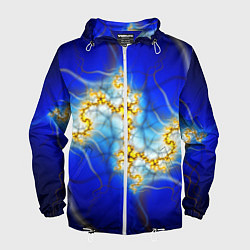 Ветровка с капюшоном мужская Фрактальный узор мерцание, цвет: 3D-белый