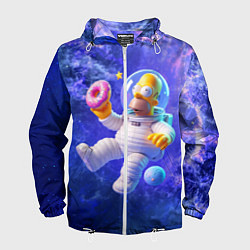 Ветровка с капюшоном мужская Homer Simpson is a brave astronaut, цвет: 3D-белый