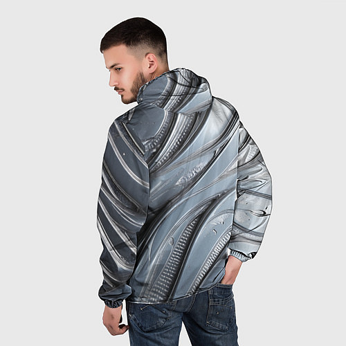 Мужская ветровка Полированный металл серебряный / 3D-Белый – фото 4